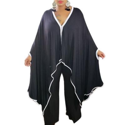 China Wholesale Fashion Breathable Plus Size Black V-Neck Batwing Wing Long Sleeve Blouse Designs Fat Ladies for sale