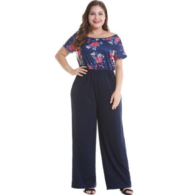 China New Arrival Maternity Wholesale Floral Bodice Solid Bottom Plus Size Jumpsuit For Women With Side Pockets for sale