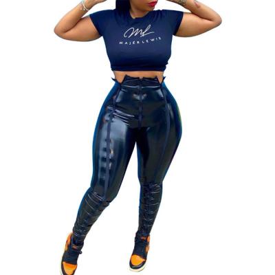 China Mid Waist High Street Fashion Zipper Plus Size Women PU Leather Sexy Tight Pants for sale