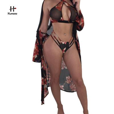 China Newest Sexy Modern Sexy Flower Printing Women's Shirts Suit Wear Swimwear for sale