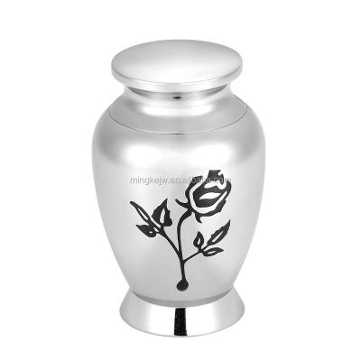 China European Style Rose Logo Memorial Urn Cremation Jar Souvenir for sale