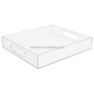 China Eco-friendly Custom Clear Acrylic Macaron Recycled Food Serving Tray Rectangle Lucite Display Tray for sale