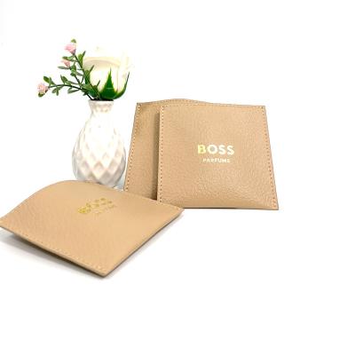 China High Quality Leather Perfume Pouch Jewelry Pouch For Ring Bracelet Necklace With Hot Stamping Logo Printed Leather Jewelry Perfume Bag for sale