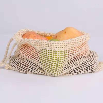 China Custom Eco Friendly Shopping Reusable Fruit Vegetable Reusable Cotton Washable Drawstring Mesh Bag for sale