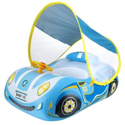 China Inflatable Sunshade Baby Float Baby Pool Float Swimming Ring With Sun Protection Inflatable Canopy Baby Spring Float For Kids for sale