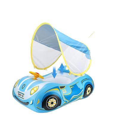 China Sunshade Baby Pool Float with Sun Protection Canopy Pool Float Swimming Ring with Safety Seat for Infant -36 Months Toddlers for sale
