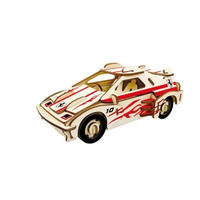 China DIY 3D TOY BZQ Racing Car Wooden Jigsaw Puzzle Child Vehicle Toys for sale