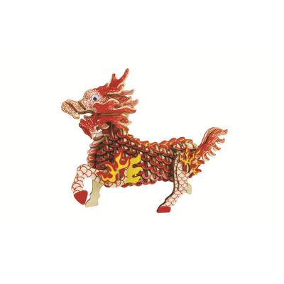 China DIY TOY BZQ Mysterious Wooden 3D Puzzle Kylin Jigsaw Animal Toys For Children for sale