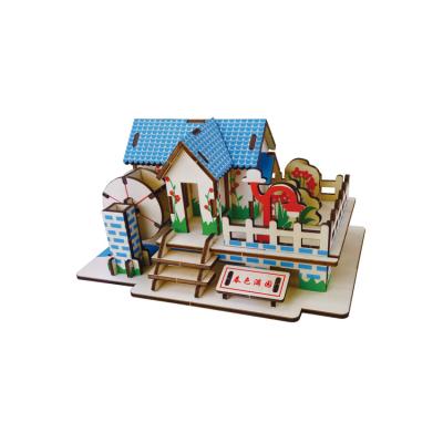 China DIY TOY BZQ Spring House Shape Wooden Jigsaw Puzzle 3D Children Wooden Puzzle Toy for sale