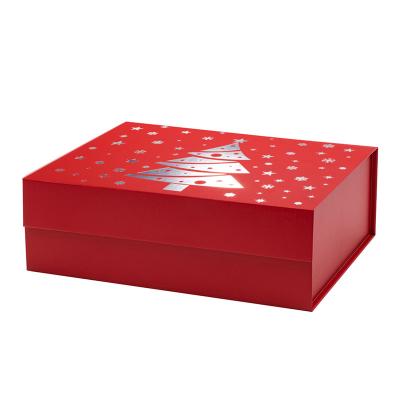 China Red Color Recyclable Wholesale New Year Christmas Eve Magnetic Lid Gift Boxes With Printing for sale