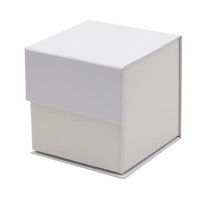 China Recyclable Custom Small White Cube Shape Magnetic Folding Belt Gift Box With Magnets for sale