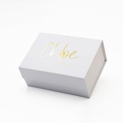 China Recyclable Custom Deep White A5 Gold Foil Stamping Logo Name Printing Bridesmaid Proposal Gift Boxes for sale