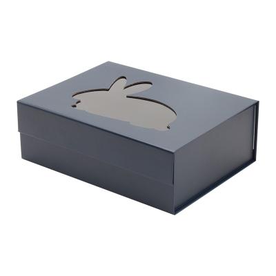 China Recyclable Premium Custom Color Magnet Navy Blue Foldable Easter Gift Packing Box for sale