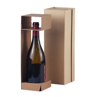 China Recyclable Standard Natural Long Kraft Paper Wine Glass Bottle Packaging Gift Box With Insert for sale