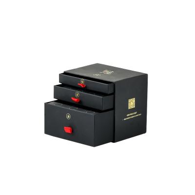 China Luxury Durable High Quality Rigid Box With Drawer Custom Printing Box With Ribbon Handle Multi Layer Packaging Box For Chocolate Candy for sale