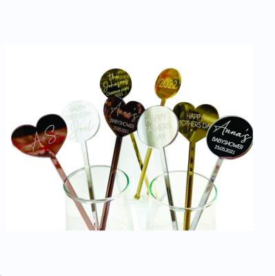 China Disposable Customized Acrylic Personalized Drinks Name Stirrers Custom Cocktail Stir Sticks Table Decor Drinks Labels Birthday Party Decorations for sale