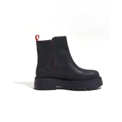 China Round Fashion Zipper-up Black Martin Boots Women Boots Shoes Anti-slip Warm Winter for sale