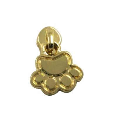 China Bear Paw Logo Metal Zipper Puller Nickel Free Gold Shape Customized Zipper Slider for sale