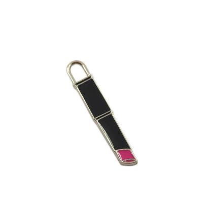 China Lipstick Metal Zipper Puller Metal Shape Customized Logo Zipper Slider Nickel Free for sale