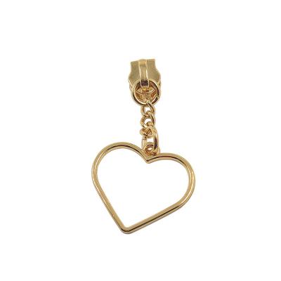 China Heart Shape Metal Zipper Puller Customized Nickel Free Metal Zipper Slider for sale