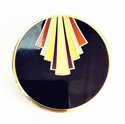 China Nickel Free Logo Metal Contract Mirror Lady Makeup Mirror Gold Color Pocket Fashionable High Quality Customized Round Mirror With Enamel for sale