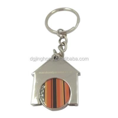 China Eco - Friendly House Shaped Wholesale Zinc Alloy Coin Holder Metal Key Chain for sale