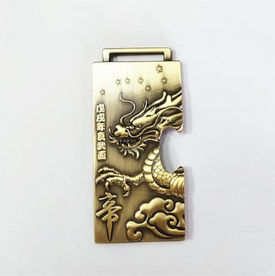 China Durable heavy duty custom metal antique brass plated bottle opener with custom logo for sale