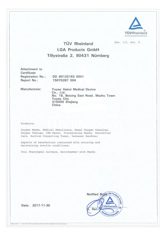 ISO13485 - Yuyao Hairui Medical Device Co., Ltd.