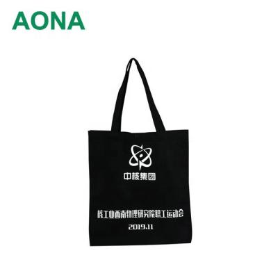 China Customized Black Cotton Canvas Tote Bag Recycled Shopping Shoulder Shopping Grocery Bags for sale