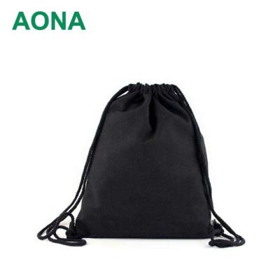 China Shopping Bag Durable Black Color Fabric Cotton Drawstring Bag for sale