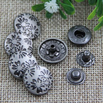 China Viable Wholesale Pattern Zinc Alloy Metal Flower Design Fashion Snap Fastener For Clothing for sale