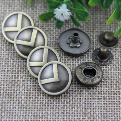 China Viable Custom Garment Accessories Four Past Engrave Metal Zinc Alloy Snap Button For Coat for sale