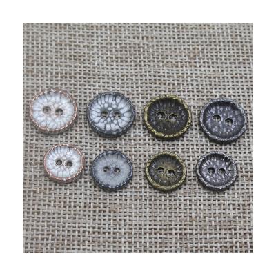 China Fashion Factory Two Hole Washable Custom Alloy Metal Sewing Button For Clothes for sale