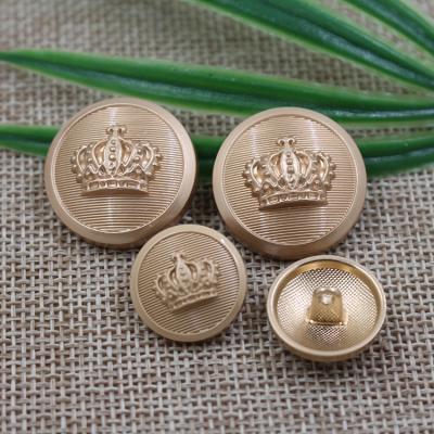 China Factory Sustainable High Quality Custom Engrave Crown Pattern Metal Sewing Buttons For Clothing for sale