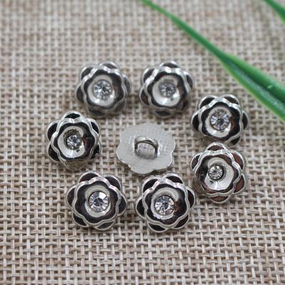 China Viable High Quality Metal Flower Rhinestone Sewing Button Button For Clothes for sale