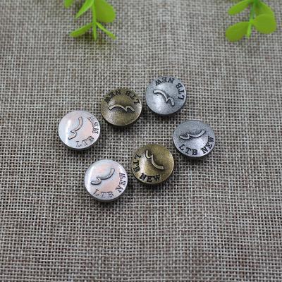 China Sustainable Factory Direct Engrave Logo Antique Metal Leg Jeans Button For Garment Accessories for sale