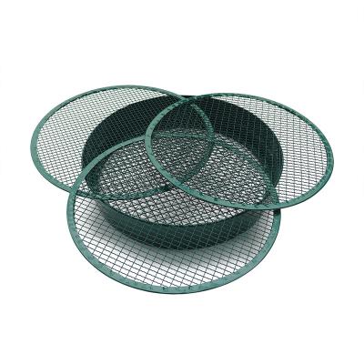 China Plain Weave 37cm Tall Garden Soil Strainer Enigma Green Metal Heavy Duty Soil Sieve for sale