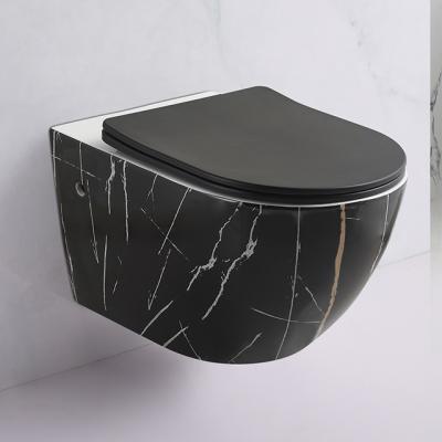 China Hidden Cistern Matt Black Wall Hung Toilet Set Color Rimless Marble Toilet Bowl With Inodoro Suspendido Hidden Cistern for sale