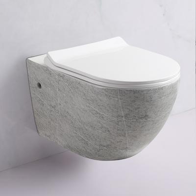 China Concealed Cistern Suspendu Design Bathroom Toilet Manufacturers Wall Mounted Marble WC Flush Mount Trap Toilet for sale