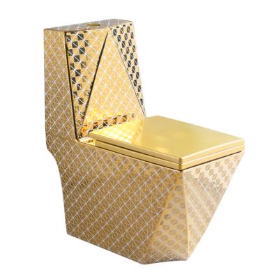 China Double-flush Color or Toilet WC Ceramic Sanitary Water Closet Gold and White Diamond Gold Toilet Plated for sale