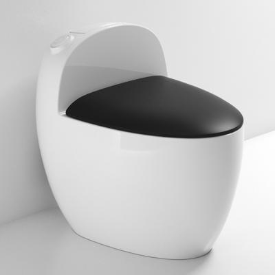 China China Modern High Quality Flush Porcelain Toilet Black Color Bathroom Piss One Piece Types WC Toilet Short Cistern for sale