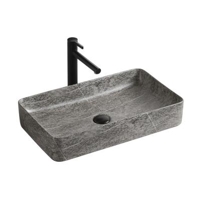 China Easy Clean Hot Clean Ceramic Basin Cabinet Basin Product Vessel Counter Top Bathroom Luxury Gray Wash Basin for sale