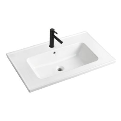 China Wholesale Easy Clean Ceramic White Rectangular Top Vanity Stones Bathroom Sink Single Lavabo Sink for sale