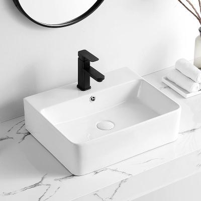 China Lavabo Suspendu Manufacturer Wall Hung Basin Modern Rectangular Bathroom Easy Clean Ceramic Countertop Basin Sink for sale