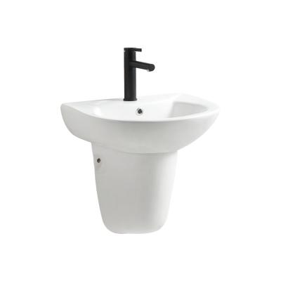 China Umywalka Easy Clean Classic Bathroom Half Sink Two Piece Wall Hanging Hand Wash Basin for sale