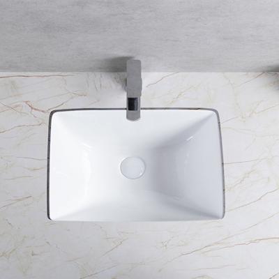 China Customized Easy Clean Under Cabinet Ceramic Basin Undermount Basin Vanity Counter Basin Rectangular Wash Basin Sink Bathroom Sink for sale