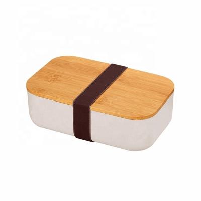 China BPA Free Eco-Friendly Bamboo Lid Plastic Square Lunch Box for Office 196*121*66 mm for sale