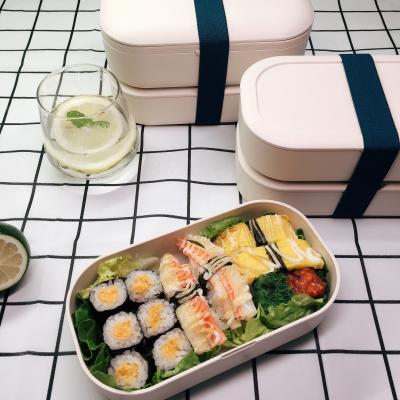 China Rectangle BPA Free Eco Custom Logo Plastic Storage Bento Box with Cutlery and Movable Divider for sale