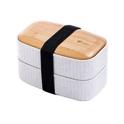 China Customized Color Dual Tier Bamboo Lid Lunch Box for Large Capacity Portable Bento Box for sale