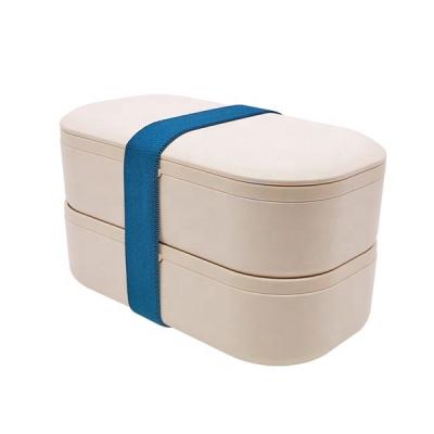 China Double Layer Lunch Box with Spoon Microwave Safe Food Container 189.5*105*113 mm for sale